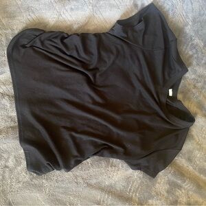 Open Back Black Short Sleeve Top